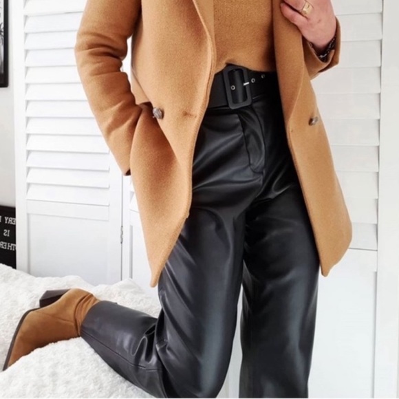 ZARA | Faux Leather Belted Pants - Picture 6 of 7